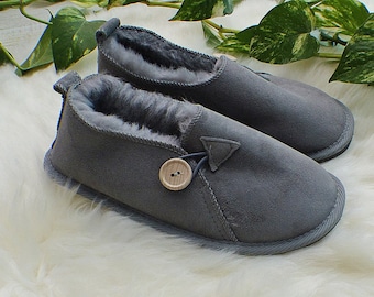 Natural Leather Slippers|Real Sheepskin Slippers|Natural Wool Boots| Home Slippers Gift For Her | Warm Leather Boots|Natural Sheepskin Boots