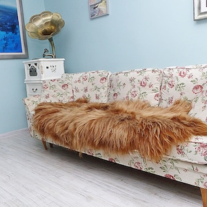 Authentic Double Brown Sheepskin Carpet,Winter Home Decor Plush Bedside Sheepskin, Warm Wool Blanket,Fireplace Decoration Natural Sheepskin