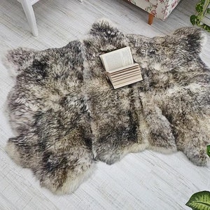 Giant Mouflon Real SHEEPSKIN rug | Natural Humanely Sourced | White Sheepskin Throw| Scandinavian Style Rustic Home Decor |Sheepskin Cover