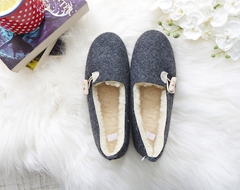 Warm Wool Felted Women's Cold Feet Slippers Christmas Gift Idea Felted Wool Ballerinas Housewarming Present Wool Felt Moccasin Home Slippers