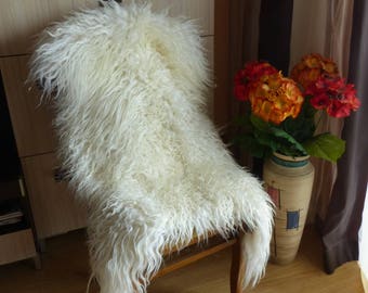 Natural CURLY Skandinavian Sheepskin Rug | Genuine Sheepskin Throw Rug Floor Decoration | Real CURLY Fur Rug | Sheepskin Homewarming