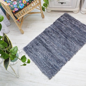 Original Woven Natural Sheepskin Rug, Real Sheepskin Runner Rug Pad, Natural Sheepskin Carpet Floor Decorating, Grey Sheepskin Fur Area Rug