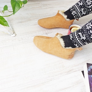 BESTSELLER Natural Leather Slippers|Sheepskin Slippers|Natural Wool Boots| Home Slippers Gift For Her | Warm Leather Boots|Sheepskin Boots