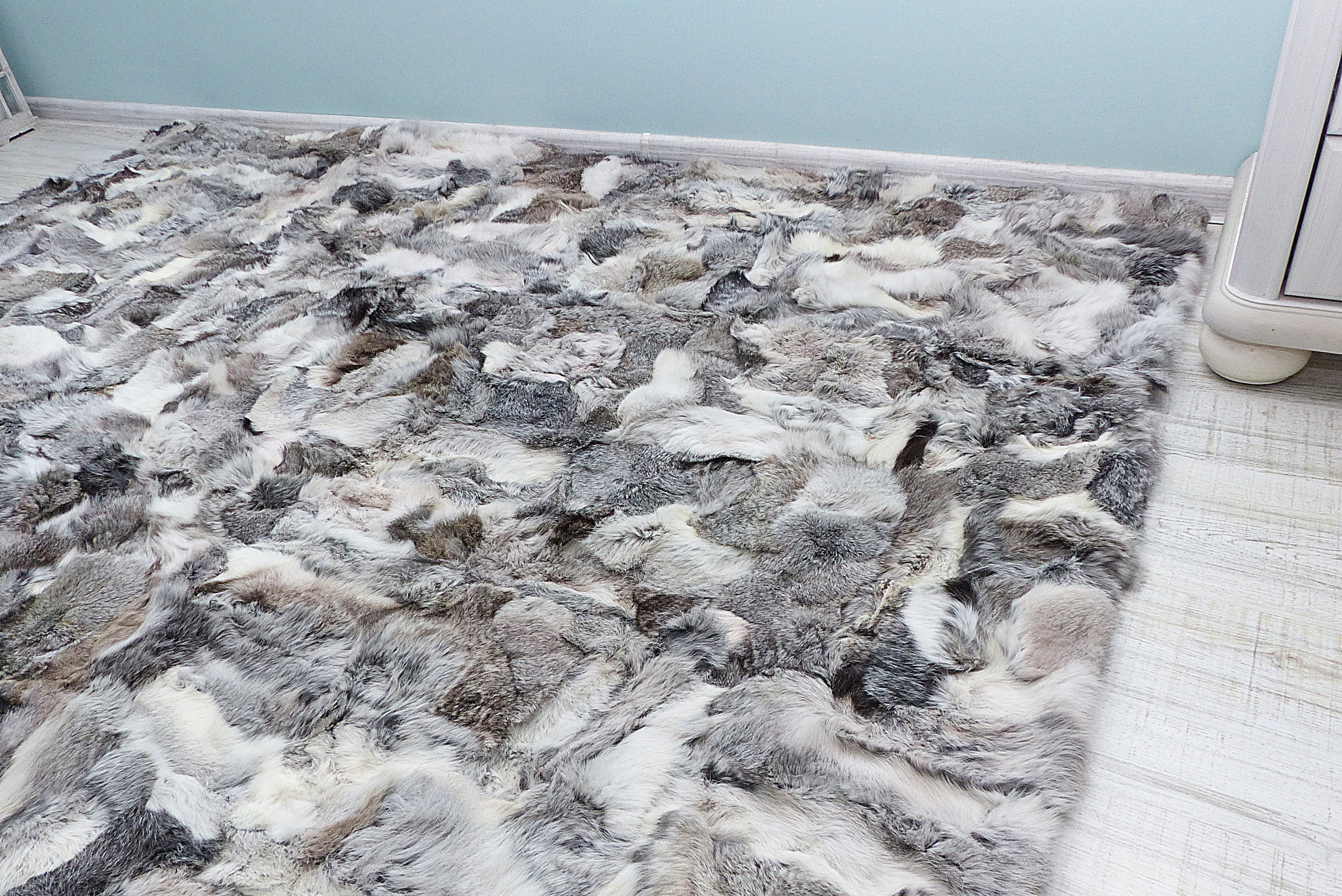 Natural Rabbit Fur Carpet GIANT RABBIT Fur Rug 220x200cm Etsy