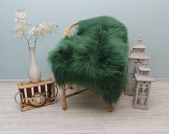 Green Natural Sheepskin Rug Winter Home Decor Real Wool Blanket Housewarming Gift Genuine Sheepskin Bedspread Christmas Interiors Furry Rug