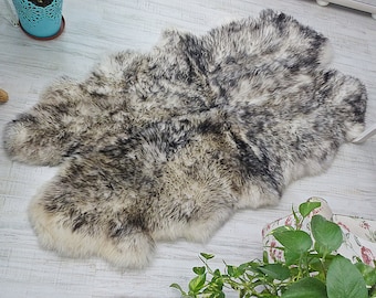 Giant Quad Sheepskin Rug, Genuine Mouflon Area Throw (74x39 inches)