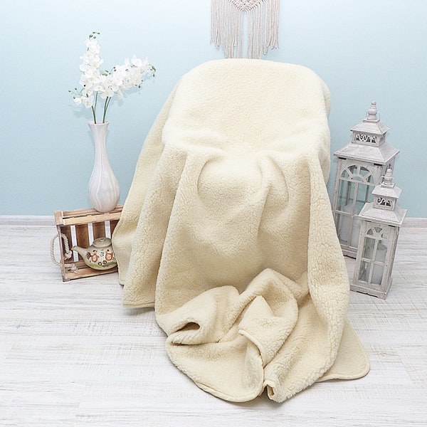 Polish Wool Plush Blanket Christmas Home Decor, GIANT Soft Wool Bed Blanket Throw,Natural Wool LARGE Bedspread,Camping Essentials Wool Quilt
