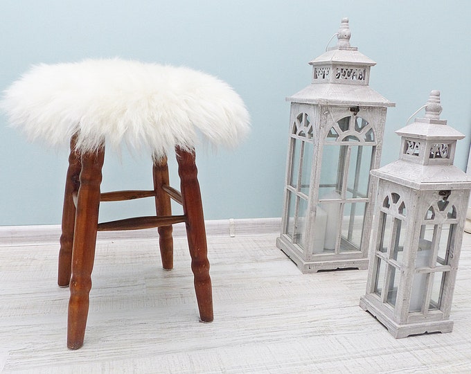 Pure Sheepskin Chair Pads Stool Covers. Very Fluffy and Super Soft Chair Seat Pad Cushions