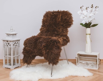 Natural Brown SHEEPSKIN rug, Real Sheepskin Carpet, Genuine Sheepskin Throw, Cottage Decor Brown Fur Rug, Christmas Home Decor Throw Rug