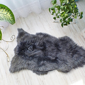 Real Sheepskin Rug, Natural Sheepskin Carpet, Genuine Grey Sheepskin Fur Rug,Rustic Home Decor,Cottage House Style Natural Fur Rug, Area Rug