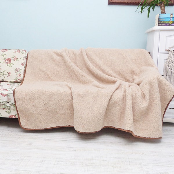 Polish Wool Plush Blanket Christmas Home Decor, GIANT Soft Wool Bed Blanket Throw,Natural Wool LARGE Bedspread,Camping Essentials Wool Quilt