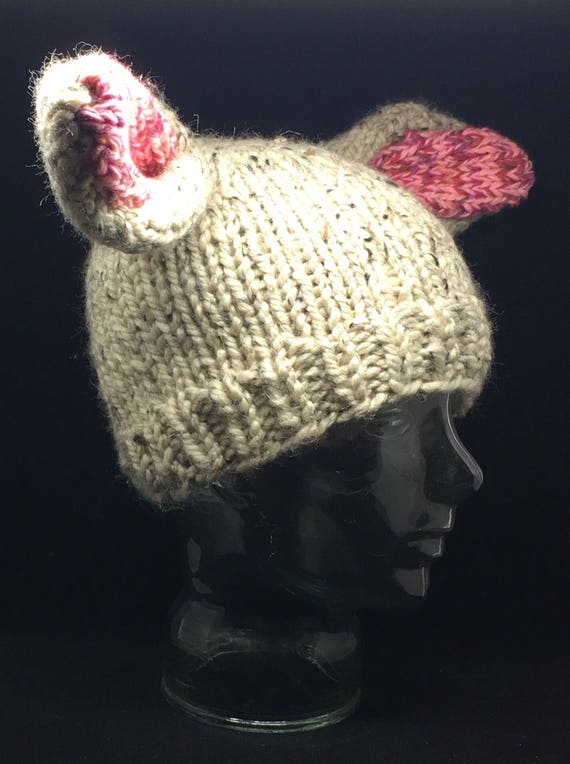 Bunny ears! Chunky knit winter hat ADULT sized
