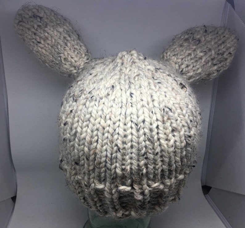 Chunky knit winter hat ADULT sized Bunny ears