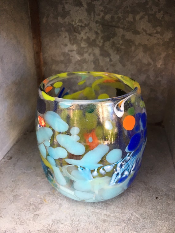 Hand blown whiskey glass tumbler