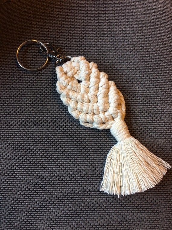 Handmade macrame boho keychain bag charm key ring