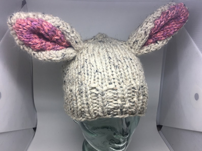 Chunky knit winter hat ADULT sized Bunny ears