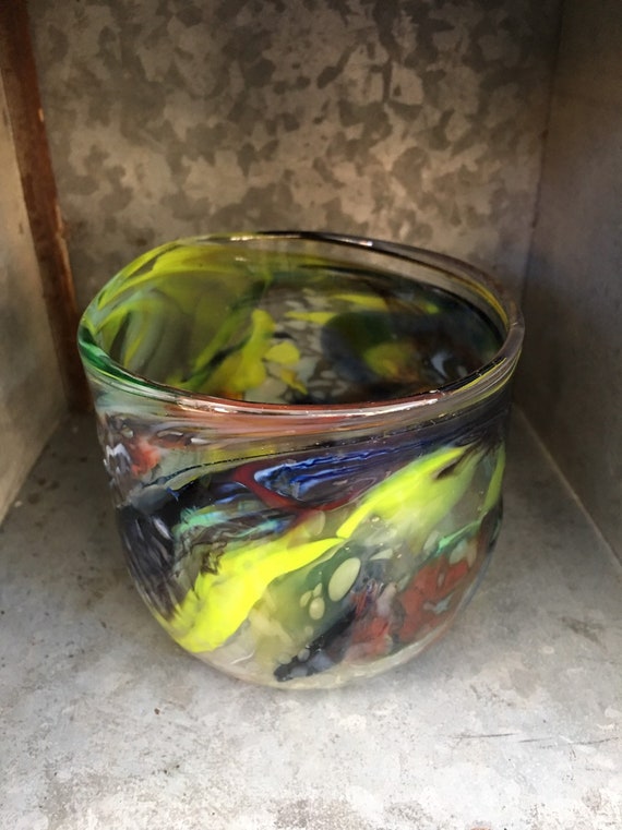 Hand blown whiskey glass tumbler