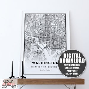 Washington DC Map Print, Washington Map Poster, Printable Map Of Washington DC, Washington Map Gift, Washington City Map Wall Art