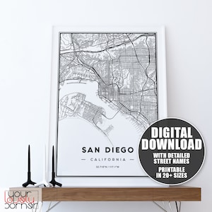 San Diego Map Print, San Diego City Map Print, San Diego Map Art, Printable Map Of San Diego Wall Art, San Diego Map Gift, San Diego Print