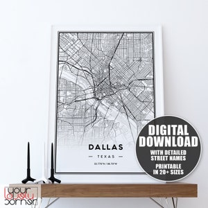 Dallas Map Print, Dallas City Map Print, Dallas Map Gift, Dallas Map Wall Art, Printable Map Of Dallas, City Maps Wall Art, Dallas Map Art