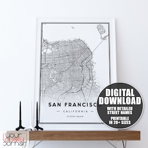Carte de San Francisco, San Francisco Print, Carte de San Francisco City Map Art, San Francisco Art, San Francisco Poster, SF Map Print, Map Of SF