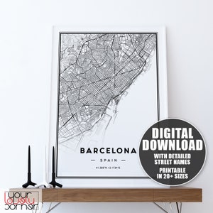 Barcelona Map Print, Printable Map Of Barcelona Wall Art, Barcelona City Map, Barcelona Map Art, Barcelona Map Poster, Barcelona Map Gift