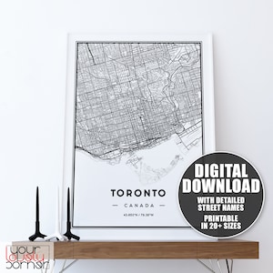 Toronto Map Print, Printable Map Of Toronto Wall Art, Toronto City Map Print, Toronto Poster, Toronto Street Map, Toronto Decor