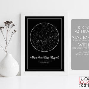 Cielo nocturno por fecha / Mapa estrella Impresión digital / Impresión de cielo nocturno / Mapa de constelación / Regalo personalizado / Mapa del cielo nocturno, Cartel del mapa de estrellas