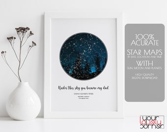 Custom Father Day Gift Personalized Star Map Print, Constellation Star Map For Dad, Custom map Gift