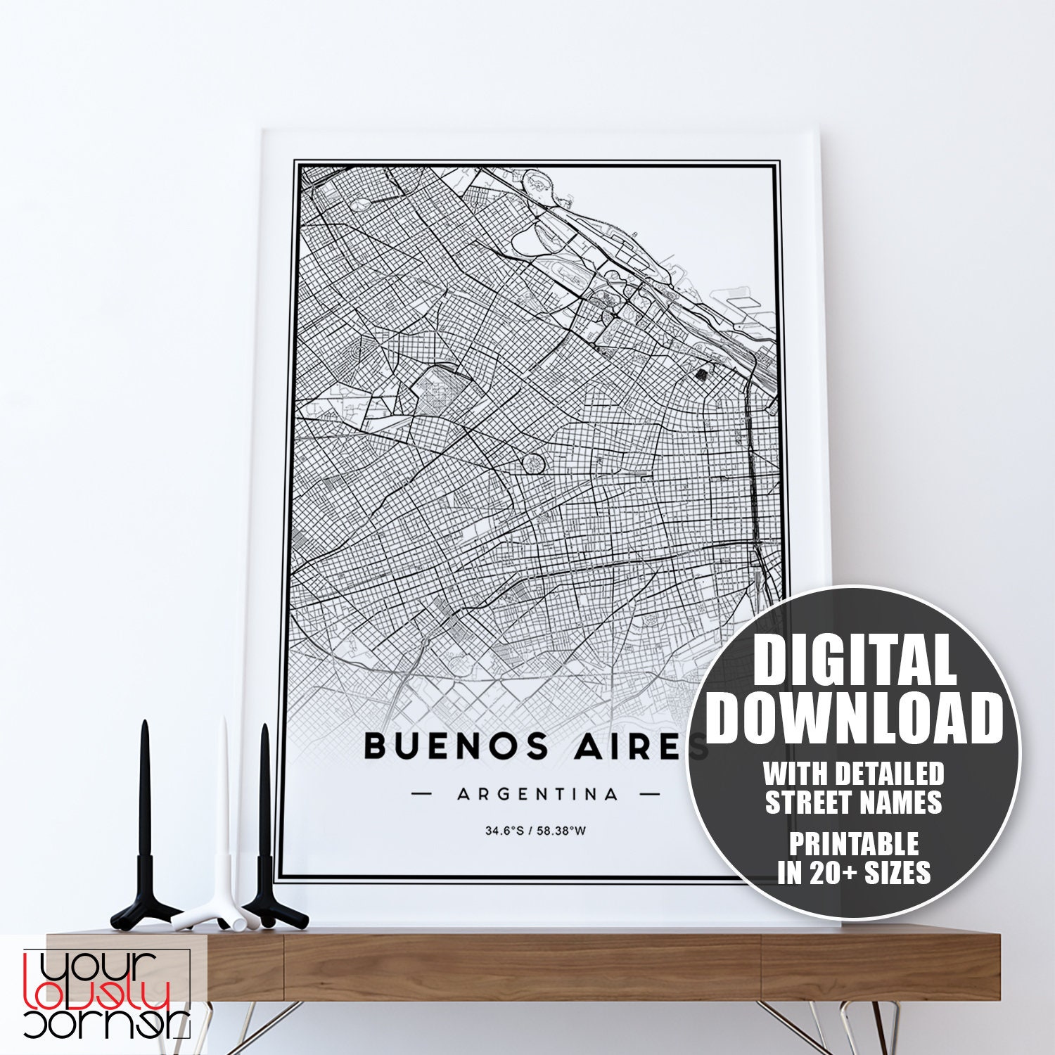 Buenos Aires Map Print Buenos Aires Map Art Printable Map Of | Etsy