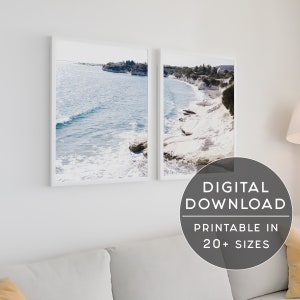 Beach Wall Art, Seascape Print, Coastal Set Of 2 Prints, Bedroom Wall Art, Ocean Wall Art Set Of 2, Printable Wall Art, Tropical Print Set