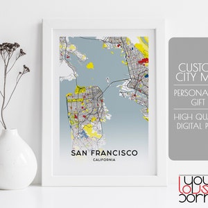 Personalized City Map, Custom City Map, Custom Map Gift, Custom Map Print, Printable City Map Art, Map Gift Wall Art, Any City Map