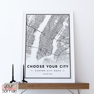 Aangepaste stadsplattegrond afdrukken, aangepaste kaart cadeau, aangepaste kaart afdrukken, aangepaste reiskaart afdrukken, gepersonaliseerde kaart cadeau kunst aan de muur, aangepaste kaart kunst aan de muur