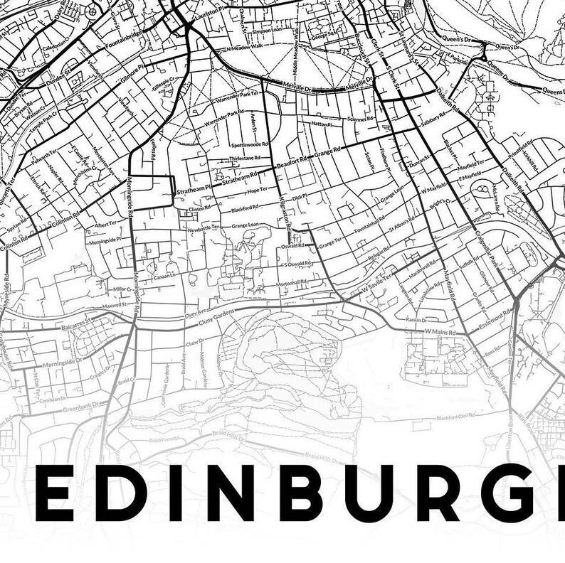 Edinburgh City Map Print Edinburgh Map Print Edinburgh | Etsy