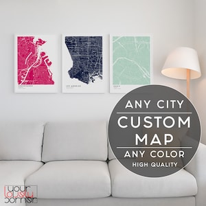 Mapa personalizado, mapa da cidade personalizado, presente de mapa personalizado, impressão de mapa personalizado, mapa personalizado, escolha arte do mapa da cidade, arte de parede para presente de mapa, qualquer mapa da cidade