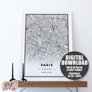 Paris Map Print, Paris City Map Print, Mapa de París, Cartel del Mapa de París, Paris Street Map Print, Paris France Map Print, Paris France Map Poster, Paris Map Poster