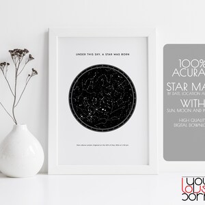 Regalo de Baby Shower, Mapa de las Estrellas en el Cumpleaños, Gráficos de Estrellas de Cumpleaños, Mapa de Estrellas Por Fecha, Regalo Personalizado, Regalo de Mapa de Estrellas, Regalo de Cumpleaños Único