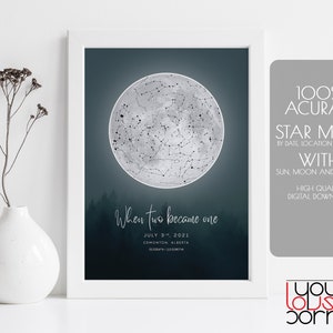 Star Map Print, Star Map By Date Printable Digital, Constellation Map Art, Night Sky Print, Star Map Gift, Anniversary Star Map