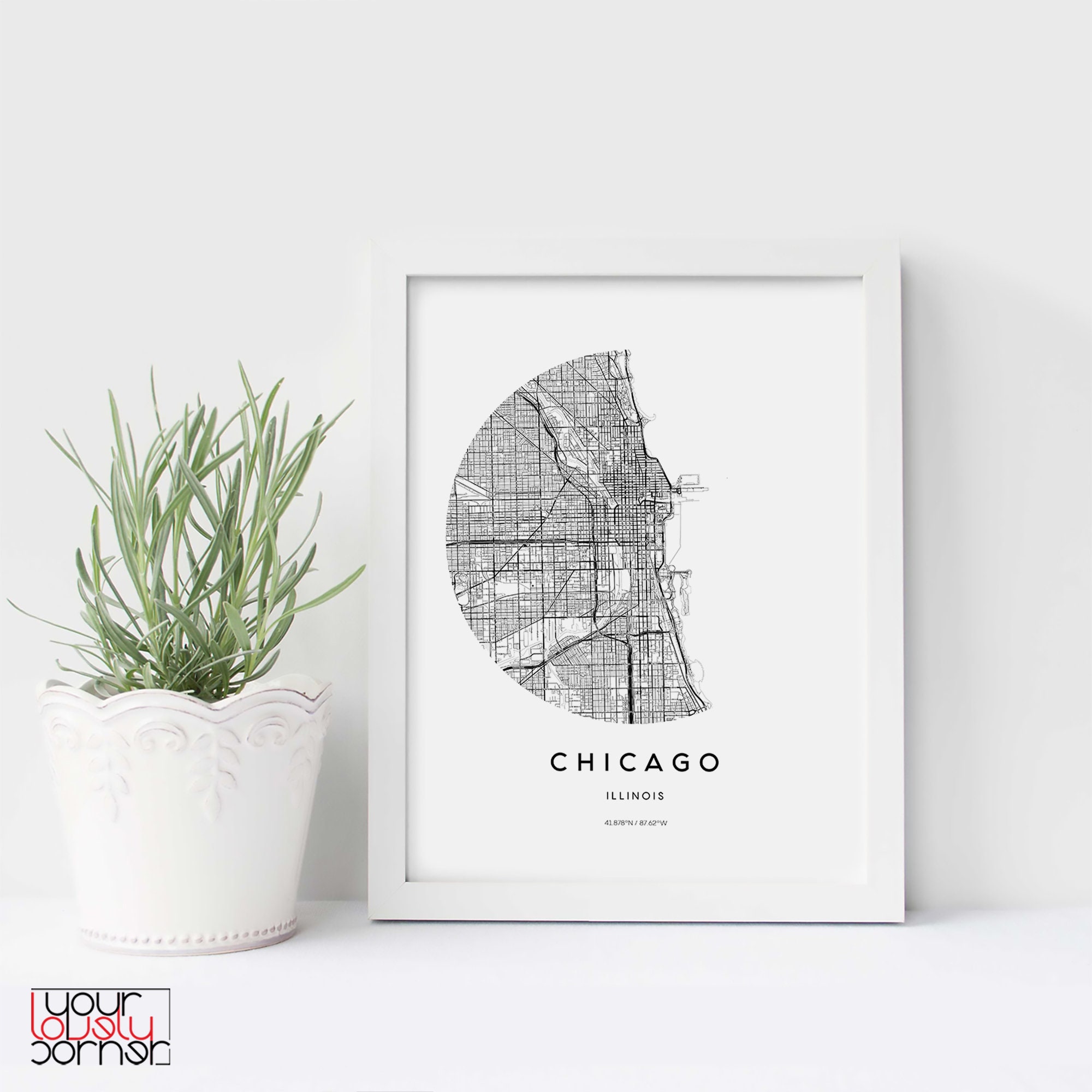 Chicago Map Print Chicago City Map Printable Wall Art | Etsy
