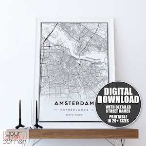 Amsterdam Map Print, Amsterdam Map Gift, Printable Map Of Amsterdam City Map Prints, Amsterdam City Map Print, Amsterdam Map Art