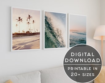 Coastal Wave Print Set: Beach Gallery Wall Art (Digital Download)