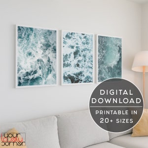Ozean Wellen Set von 3 Drucke, Ozean Wellen Fotografie Wand Kunst Set von 3, Küsten Druck Set Strand Kunst Set von 3 Poster, Ozean 3 Stück Set