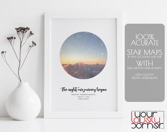 Star Map Print, Night Sky Map Print Digital, Anniversary Star Map, Star Map By Date Cadeau personnalisé, Où nous avons rencontré une carte stellaire personnalisée