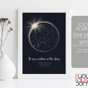 Star Map Anniversary, Constellation Map Print, Night Sky Print, Star Map By Date Printable Digital, Regalo personalizado