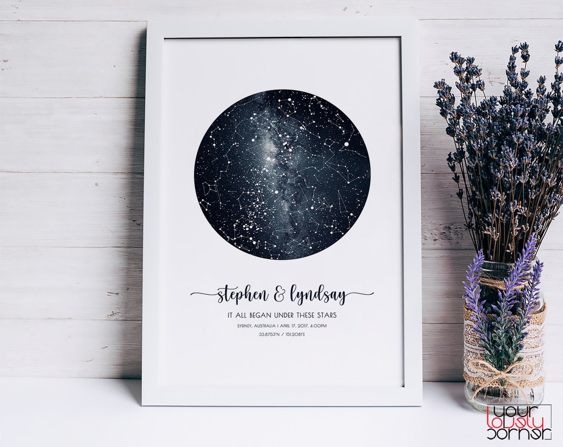 Night Sky Print | Constellation Map | Custom Star Map Digital Print ...