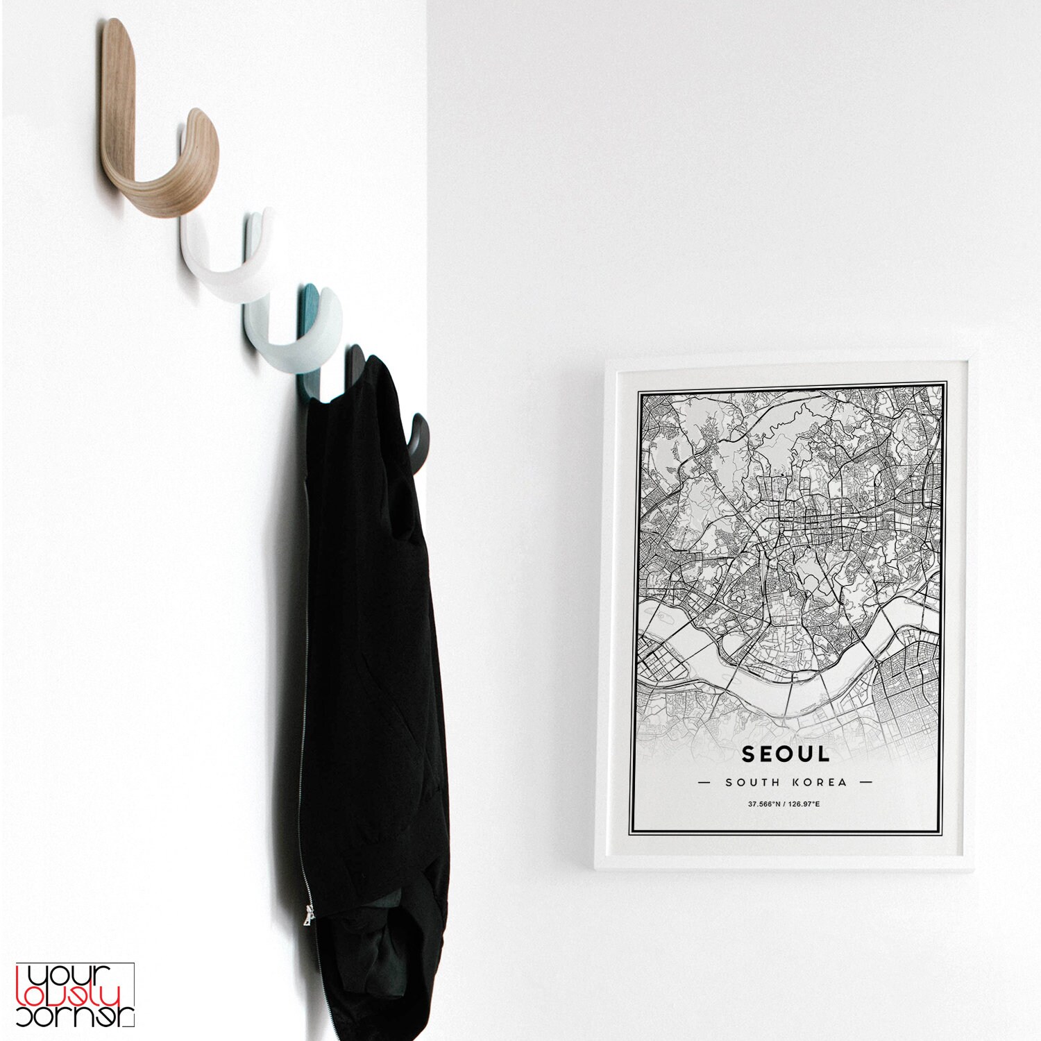 Impression D'Art Sur Toile - Carte Abstraite Corée Du Sud Avec Drapeaux - Style Moderne - Neuf