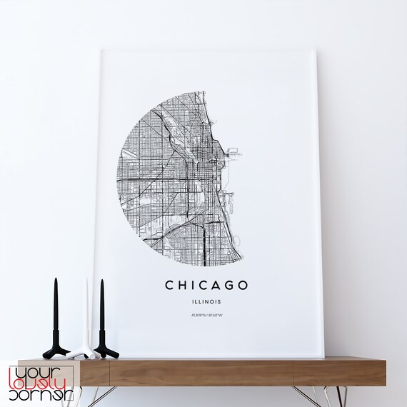 Chicago Map Print Chicago City Map Printable Wall Art | Etsy
