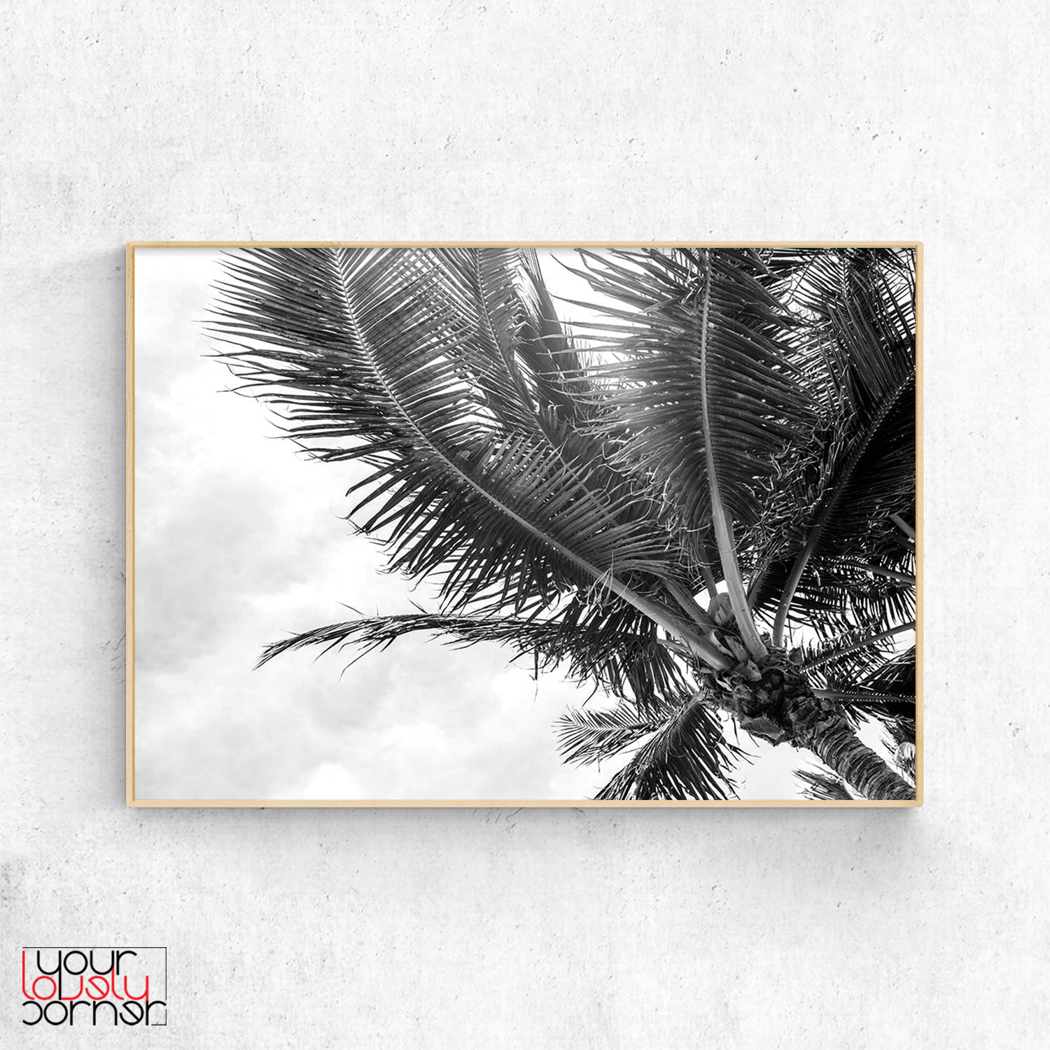 Palm tree poster Tropical printable Nature print Black Etsy