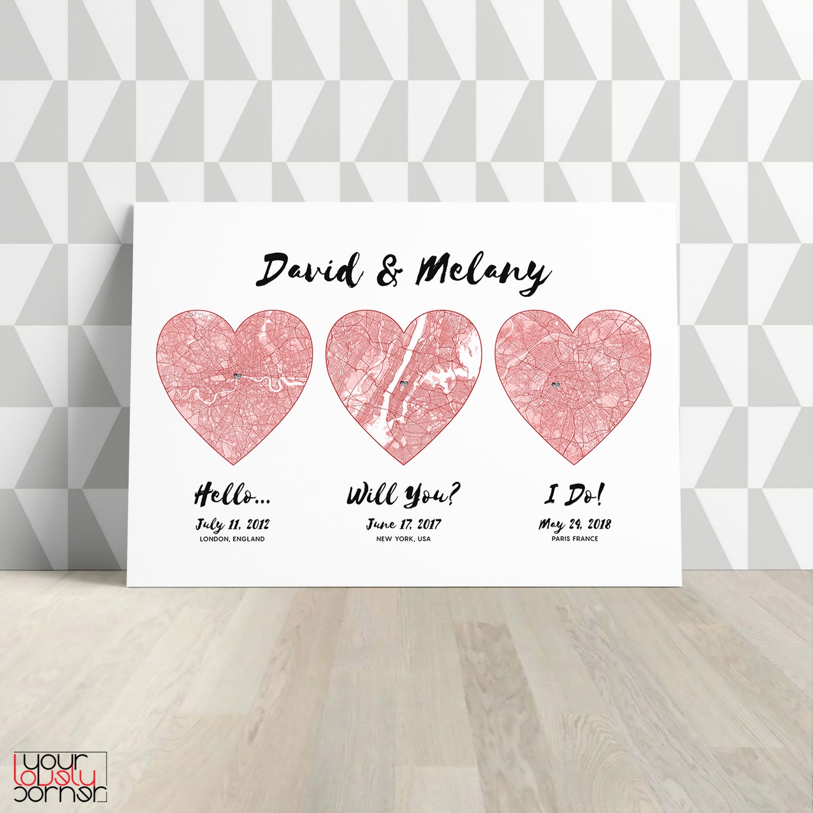 Hallo will Sie ich tun drei Herz Karte Digitaldruck met Etsy.de