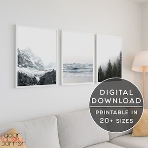 Nature Printable Set Of 3 Prints, 3 Piece Wall Art Set Of Three Prints, Ocean Print Gallery Wall Set, Landscape Print Set, Photography Print